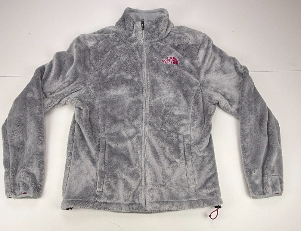 The North Face Osito 2 Fleece Jacket Womens M Gray Pink Logo Full Zip Plush